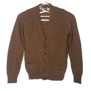DON LOPER Beverly Hills Wool Grandpa Kurt Cardigan Brown Sweater Size XLT